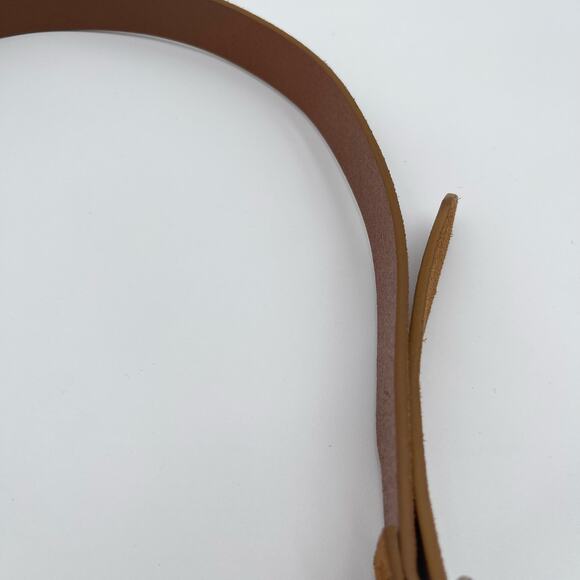 Linea Pelle | NEW Cognac Brown Skinny Suede Belt Round Circle Brass Buckle - Picture 10 of 14